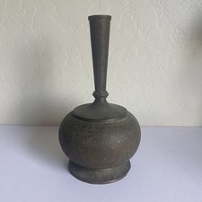 Antique Indian Surahi Mughal Copper Bottle Vessel With Etched Design, Water/Wine picture