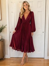 $498  Leena Mac Duggal pink Long Sleeve Pleated Gown 10 picture
