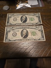 2 1928-B $10 Federal Reserve Notes Cleveland Redeemable in Gold US Currency Old picture