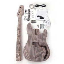 Zebrawood DIY P Bass Guitar Kit 4 String Unfinished Electric Bass Build Kit picture