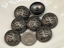 10PC Antiqued Silver Dragon Metal Buttons Sewing Shank Decorative Buttons 25mm picture