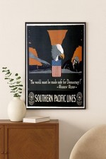 🇺🇸 Vintage c1910s Southern Pacific Lines Poster - 24x32” Art Print picture