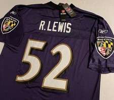 NWT Vintage Reebok Ray Lewis Baltimore Ravens #52 NFL Purple Home Jersey LARGE  picture