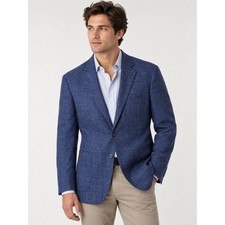 Samuelsohn Loro Piana Summertime Sport Coat Mens 42R Wool Silk Linen Blue picture