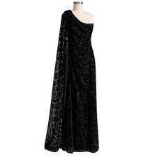Halston Heritage Velvet Burnout One Shoulder Cape Gown Black Leopard Formal NWT picture