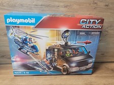 PLAYMOBIL 70575 CITY ACTION HELICOPTER PURSUIT WITH RUN AWAY VAN 124 PC NIB picture