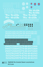 K4 HO/HOn3 Scale Decals Rio Grande DRGW Steam Locomotive picture