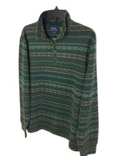 Polo Ralph Lauren Men Quarter-Zip Estate Rib Fair Isle Graphic Pullover picture