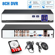 Plug & Play 8CH H.265+ DVR w/ 1TB HDD Villa Warehouse Security Monitoring Device picture