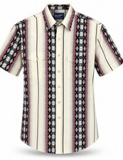 Vtg Wrangler Western Shirt LG Pearl Snap Aztec Print Two Front Pockets Short SLV picture