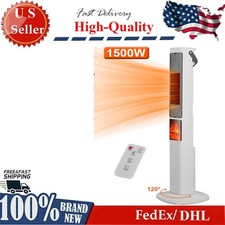 1500W Oscillating Ceramic Tower Space Heater W/ 3D Flame Portable Design picture