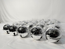Lot of 35 Silver Metal Hanging Decorative Christmas Holiday Jingle Bells 3.5” picture