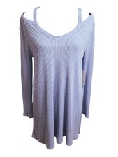 Alya by Francesca's Dress Cold-Shoulder Waffle Knit NWT Blue Women's Size Medium picture