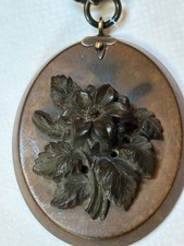 Exquisite Victorian Gutta Percha Mourning Necklace Pendant and 21