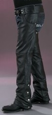 Men's Tall Cut Leather Biker Motorcycle Chaps - 1101T picture