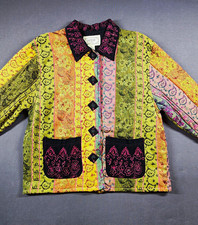 Vintage 90s Tantrums Boho Patchwork Jacket M Embroidered India Artsy Cottagecore picture