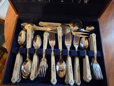 Gorgeous Vintage 46 piece flatware and serving utensils Pfaltzgraff Tea Rose sta picture