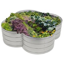 SUNNYDAZE DECOR CLOVER GALVANIZED RAISED GARDEN BED SILVER 43X43X12 - SILVER picture