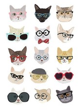 Cats with Glasses Art Print by Hanna Melin 11 x 14 in. Paper Size New Unframed picture