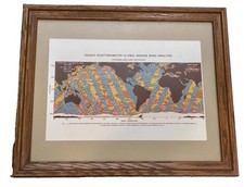 Vintage 1978 NASA JPL Seasat Scatterometer Global Wind Map Poster Framed 13x18 picture