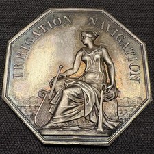 1838 France Silver Jeton Coin Pierrelatte Canal Navigation Toned Octagonal 1800s picture