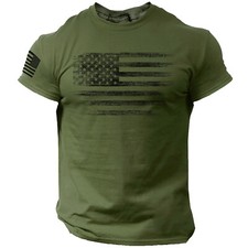 USA Distressed Flag Men T Shirt Patriotic American Tee S - 2XL picture