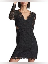 Reiss Erica Lace Bodycon Mini Dress Black with Side Cutouts US 8 NWT picture