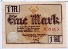 1921 Germany Glashutte Notgeld 1 Mark Note (NG147) picture