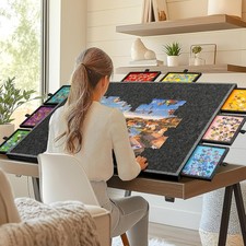 2000 Piece Foldable Tilting Puzzle Board with Drawers Felt Cover Portable Table picture