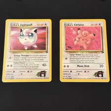 Erika's Jigglypuff 69/132 & Clefairy 40/132 Gym Challenge Pokémon NM Lot picture