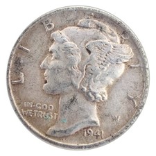 1941-S Mercury Dime VF Very Fine 90% Silver picture