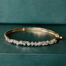 5Ct Multi Cut Stone Lab Created Diamond Charm Bracelet 14K Yellow Gold Plated 7' picture