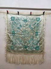 Vintage Fabulous WWII Era Taj Mahal Silk Brocade Piano Scarf Shawl Fringed picture