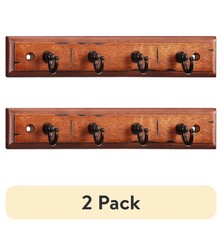 Mainstays Walnut Finish Key Rail 8.75 Inch with 4 Satin Nickel Hooks 2 Pack picture