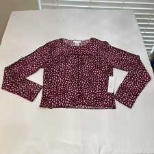 KIRIOUS Los Angeles Women's Long Sleeve Sheer Animal Print Blouse Top Large NWT picture