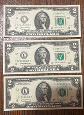 2017A San Francisco $2 Bills Lot of 3 Consecutive Serial Numbers Uncirculated picture