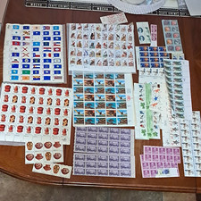 Vintage US Postage Stamp Lot, sheets and blocks, unused, some stuck to paper. picture