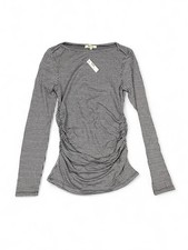 NWT Madewell Black and White Gingham Ruched Long-Sleeve Top Size Small  picture