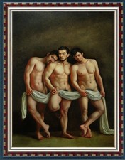 Hand Painted Original Oil Painting Men Male Nude Figure Canvas Art Unframed picture