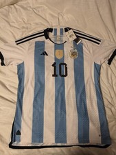 Adidas 2022/23 Argentina Authentic Home 3 Star Jersey #10 Messi Size XL Qatar picture