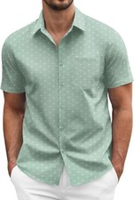 Mens Short Sleeve Dress Shirt Non Shrink Stretch Untucked Casual Button Down picture