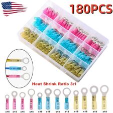 180Pcs Heat Shrink Wire Crimp Connectors Ring Terminals AWG 22-10 Waterproof US picture