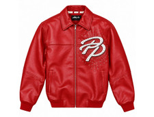 Men's Pelle Pelle Red Leather Bomber Jacket Marc Buchanan Limited Edition picture