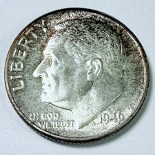 1946-D Roosevelt Silver Dime, Actual 90% Silver Coin Shown #12223 picture