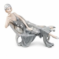 Comfy Hour Glamour Victorian Lady Figurine on Chair, Resin, 9-inch Height, Gray picture