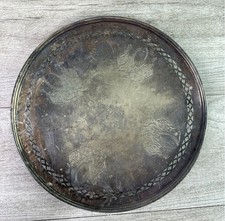 Antique Homan Mfg Co Sheffield Quality Silverplate Round Tray Platter 9.75