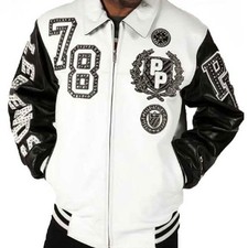 Men Pelle 1978 Vintage White and Black Leather Jacket picture