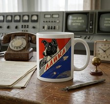 Retro Laika Space Dog Ceramic Mug 11oz - USSR Soviet Space Program 1957 Vintage picture