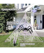 Halloween Spider Web With Giant Spider Outdoor Patio Party Garden Decoration picture