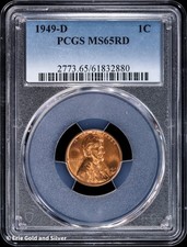 1949-D 1c Lincoln Wheat Cent PCGS MS 65 | RD (Red) picture